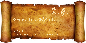 Kovacsics Génia névjegykártya